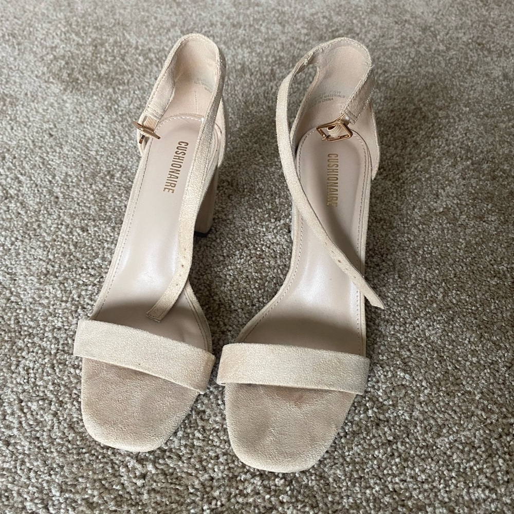 Women's Nude Suede Block Heel Sandals